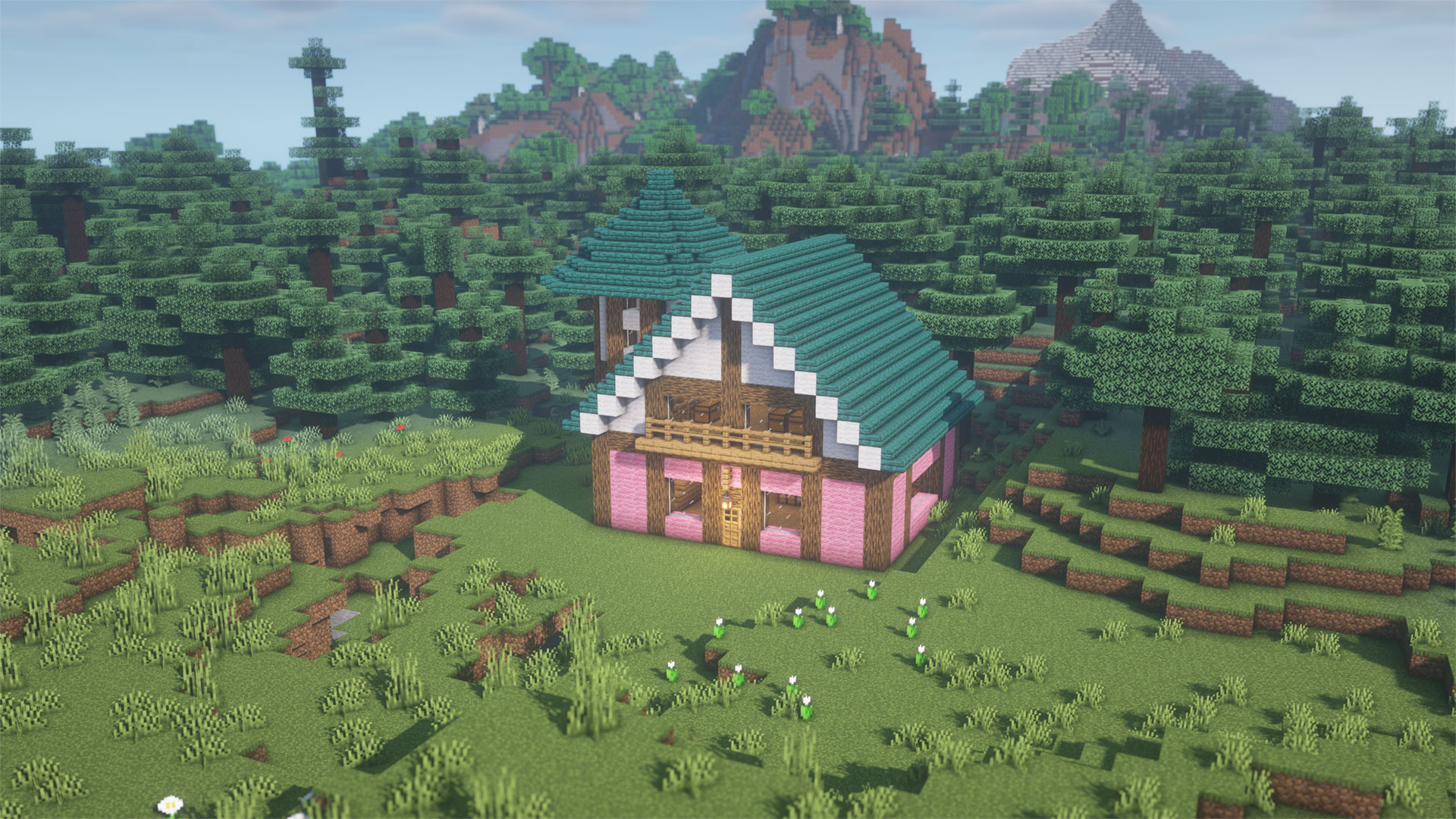 【Minecraft】塔がある緑の屋根のおしゃれな家の作り方｜簡単に作れる設計図！！【マイクラ建築家】 Den